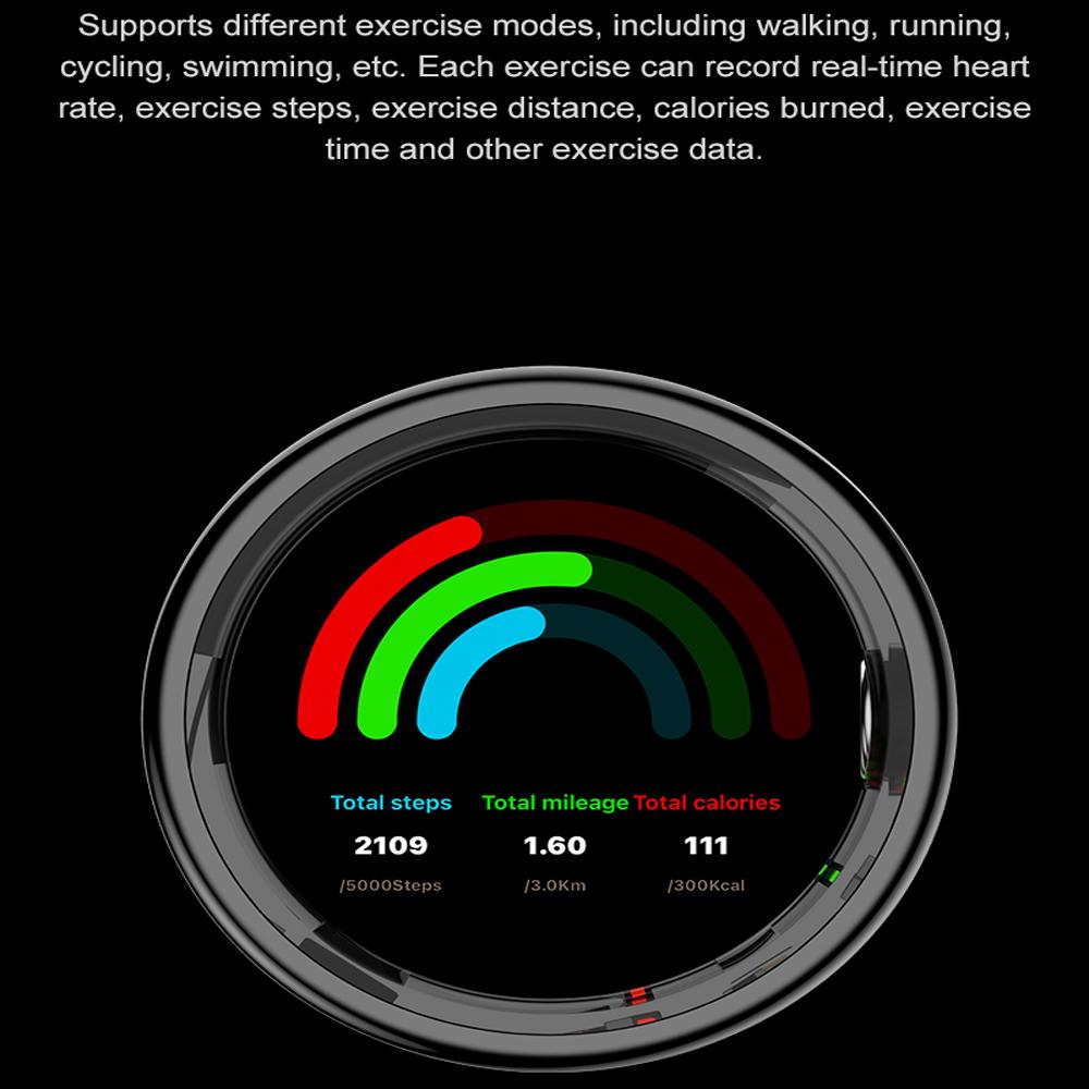 Smart Ring Herzfrequenz Blutsauerstoff Blutdruckmessung Männer Frauen Fitness Tracker Sport IP68 Wasserdicht Bluetooth Ring