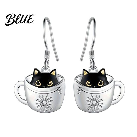 Animal Theme Jewelry Women Necklace Hook Earrings Black Cat In