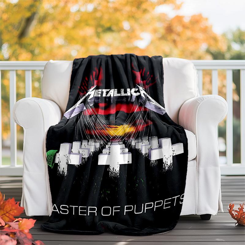 1pc Rammstein1 Theme Blanket - Digital Print, Polyester, Cozy for All Seasons, Perfect for Outdoor, Camping, and Travel