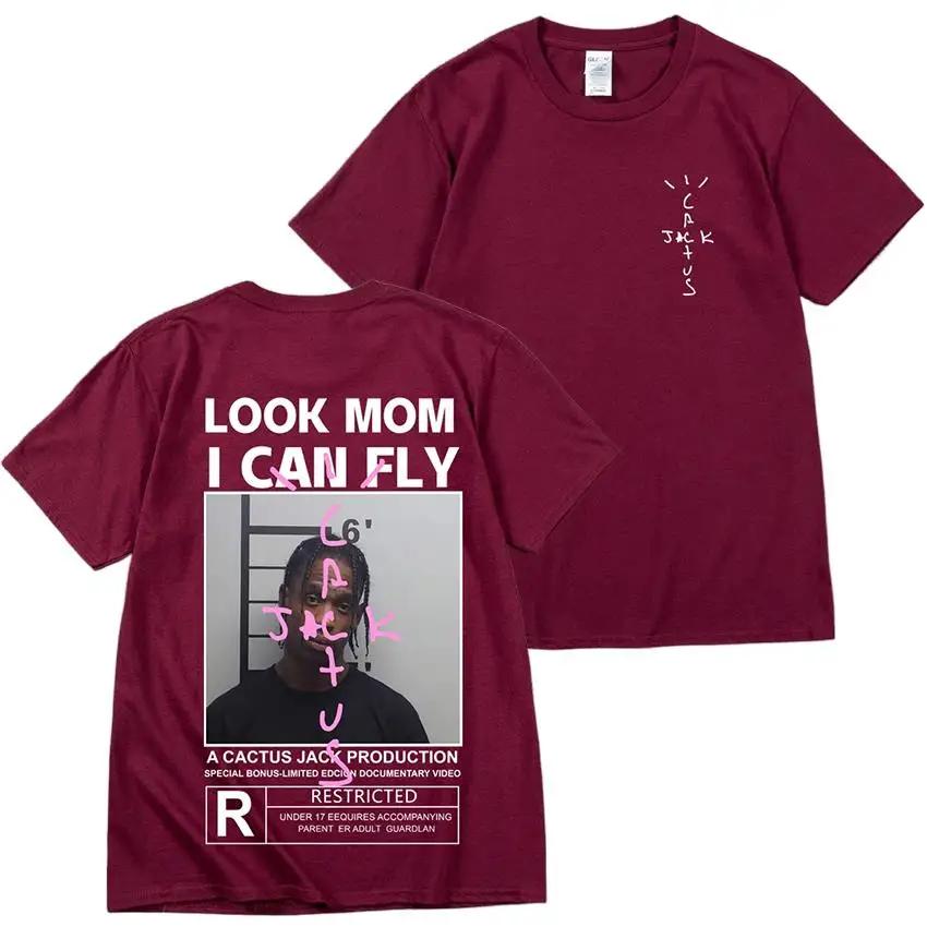 HOT SALE Cactus Jack T-shirt High Quality Cotton UnisexLOOK MOM I CAN FLY Tee ASTROWORLD Hip Hop Short Sleeve Tshirts Tops