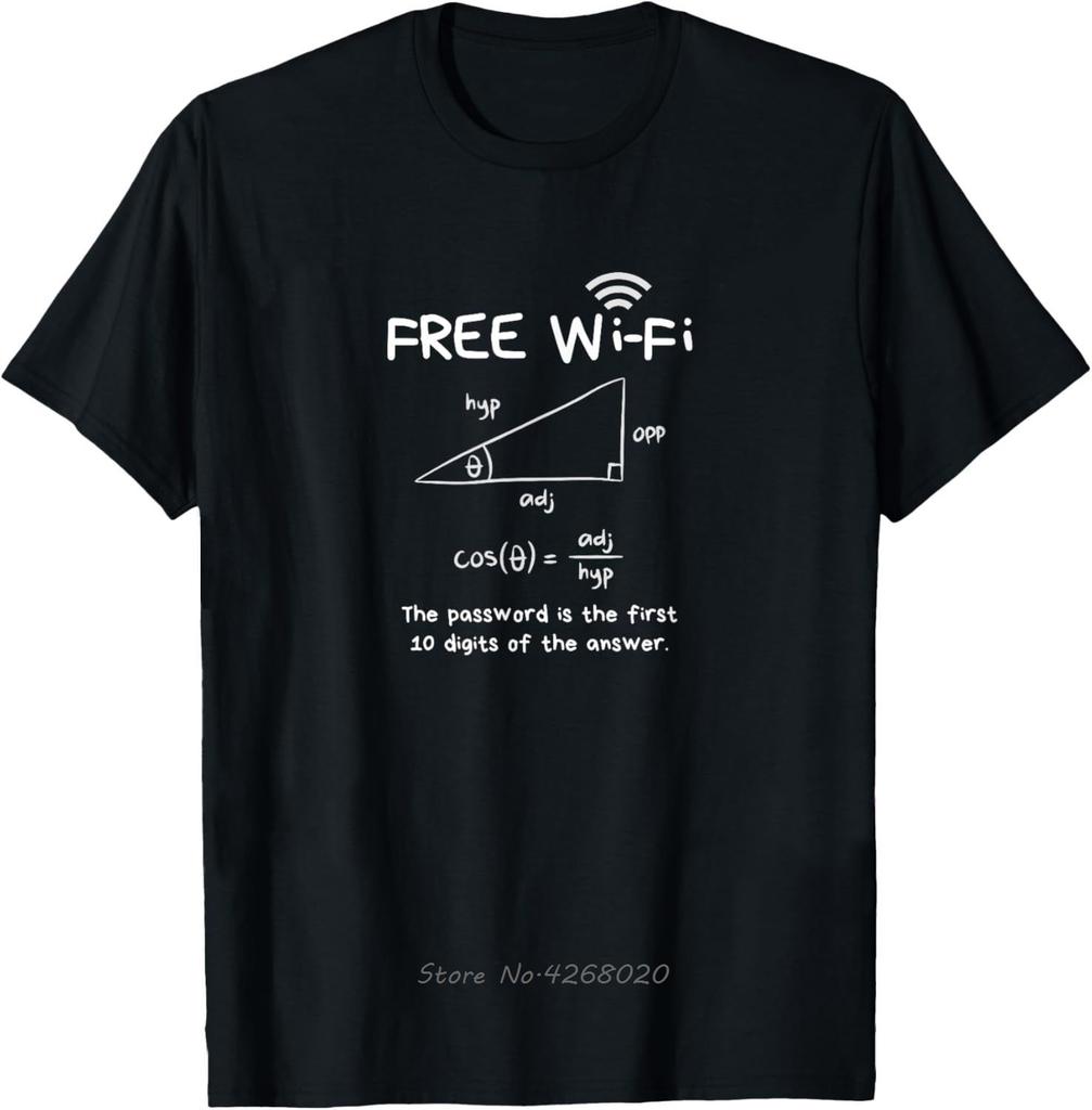 Funny Sarcasm Quote Free WiFi Tshirt Math Equation Novelty Mens Clothing Fitness T Shirt Printed Graphic Cotton Tshirt
