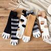 1 Pair Autumn Winter Coral Velvet Socks Cute Cat Claw Socks For Women Girls Middle Tube Thickened Sleep Socks Home Floor Socks