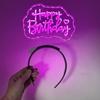 New Acrylic Neon Light Rabbit Ear Headband LED Glowing Bunny Hairband For Girl Bar Birthday Party Supplies Head Accessories