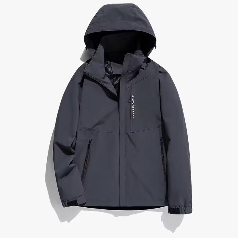 Men's Waterproof Windproof Hooded Jacket - Casual Spring/Autumn Plus Size Outdoor & Mountaineering Coat