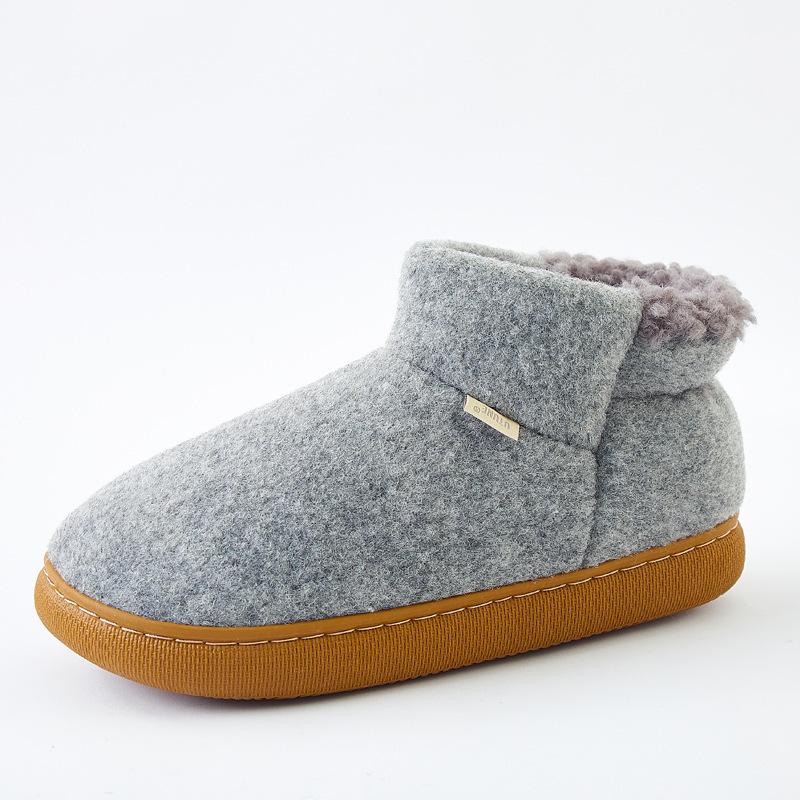 Men's High Heel Wool and Cotton Slippers: Warm, Non-Slip, Velvet Lined for Autumn & Winter