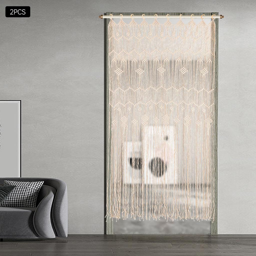 2* Boho Macrame Window Curtain Room Divider Doorway Curtain 78.7 X 39 Inches Large Long Macrame Wall Hanging for Home Decor