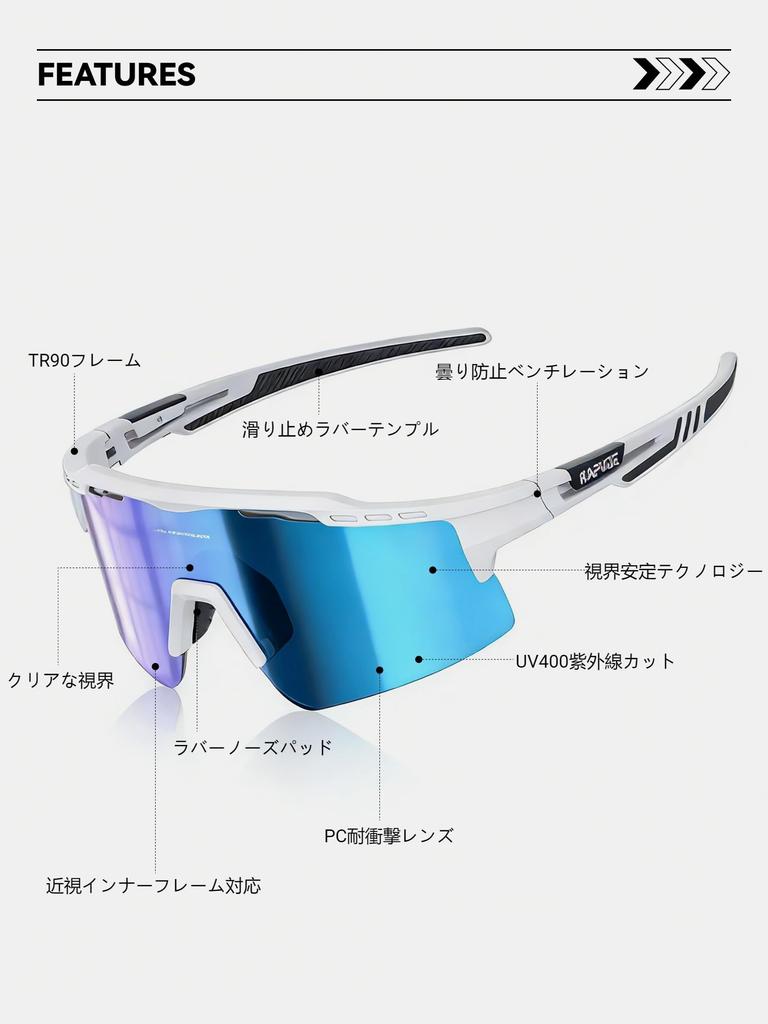 KAPVOE Sports Sunglasses K75 Polarized Trail (for Cycling, Running, Running, Mountaineering, Hiking, Baseball, Tennis, Fishing)