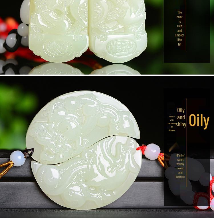 Xinjiang Hotan Jade Tai Chi Dragon and Phoenix Pendant with Certificate – Auspicious Jade Pair