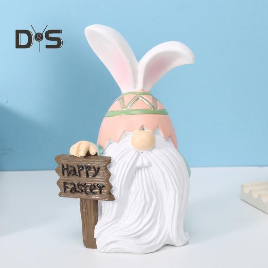 Easter Bunny Ear Gnome Figurine Colorful Egg Faceless Elf Dwarf Resin Statue Sculpture Home Office Desktop Decoration Ornament