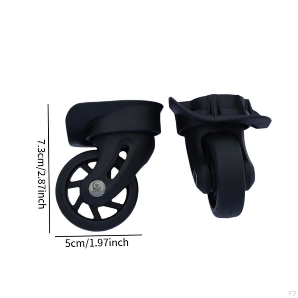2 Pieces Luggage Replacement Wheels Quiet Repair Parts Convenient Installation Double Row Swivel