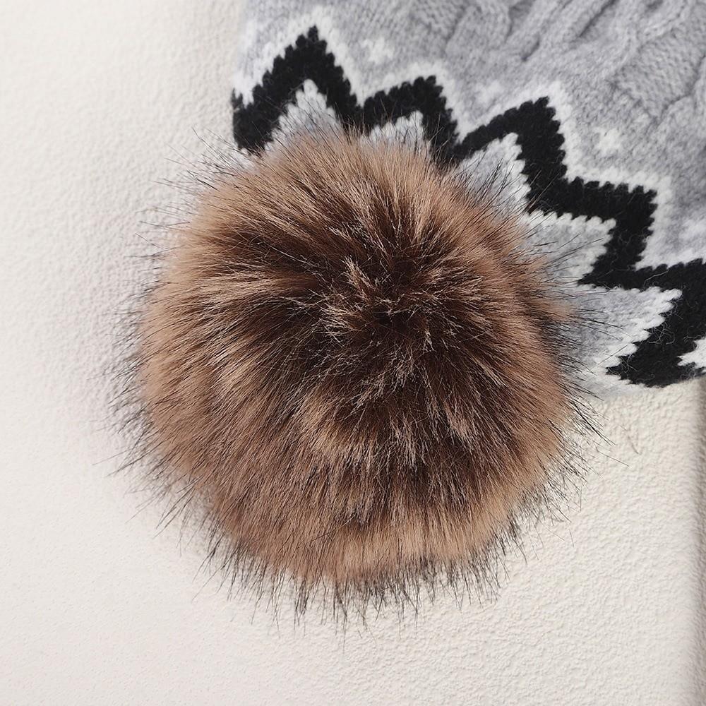 Thickened Knitted Hat with Pompom Winter Hat Warm Warm Cap  Men