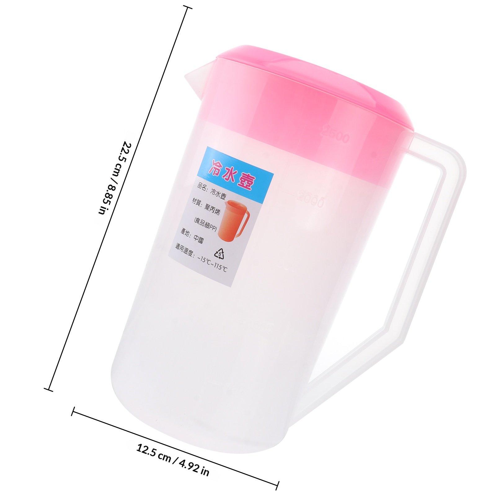 2500Ml Measuring Water Pitcher Plastic Beverage Kettle with Lid Capacity Jug for Juice Milk Coffee Outdoor Indoor Refreshments розовый