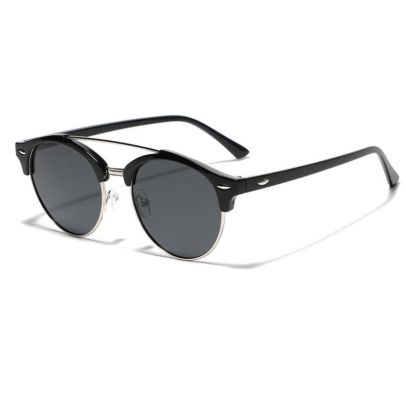 Glasses Metal Double Beam Rivets Round Polarized Sunglasses Men S Personality Reflective Sunglasses Women