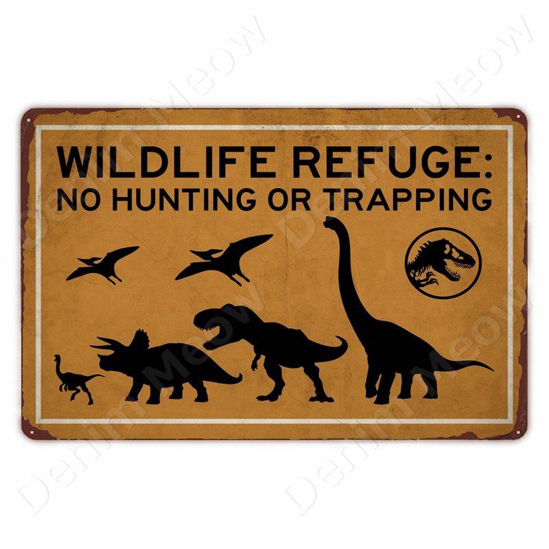 Beware of Raptor Funny Metal Tin Sign Slow Down Sign Garden Home Outdoor Zoo Plaque Dinosaur Warning Sign Vintage Wall Decor