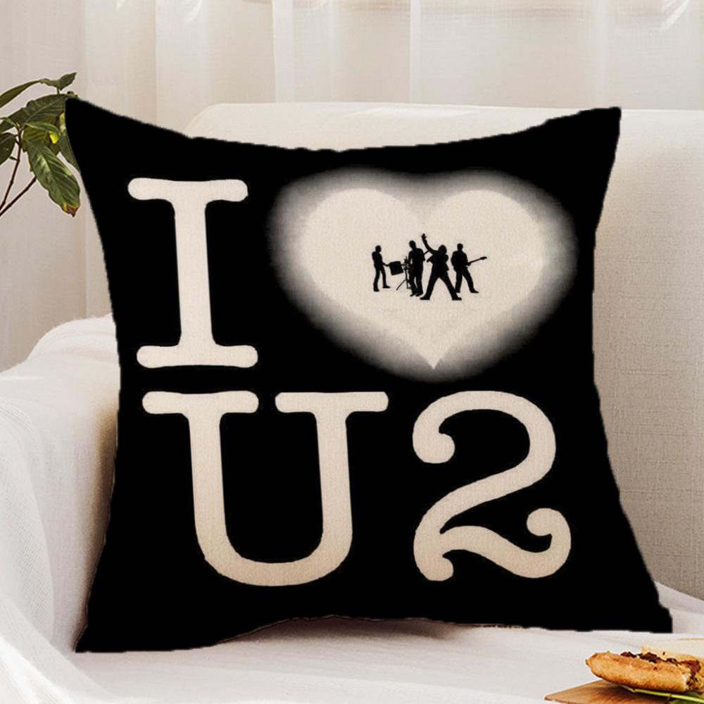 Rock Band U-U2 Cushion Cover Premium Comfort Reversible Pillow Cover - Dual - Use Design for Home & Car