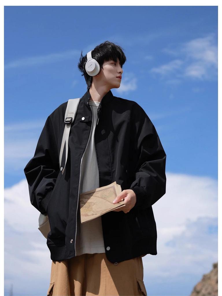 Men's Trendy Japanese Stand Collar Workwear Jacket - Autumn Collection