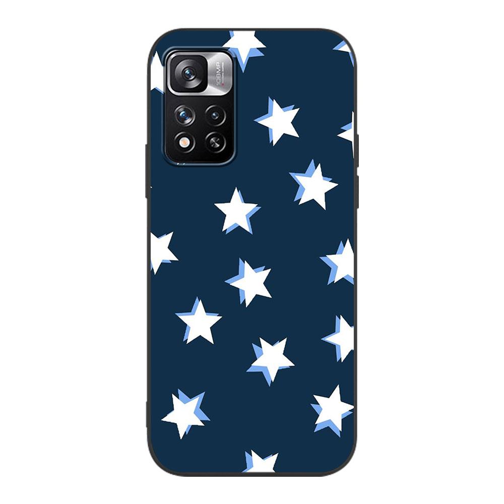 Case for Xiaomi Redmi Note 12 9S 8 10 11 Pro 10C 9C 9A 8T 8A 10S 11T 11E 9T 9i Black Silicone Phone Cover Stars Five-Pointed