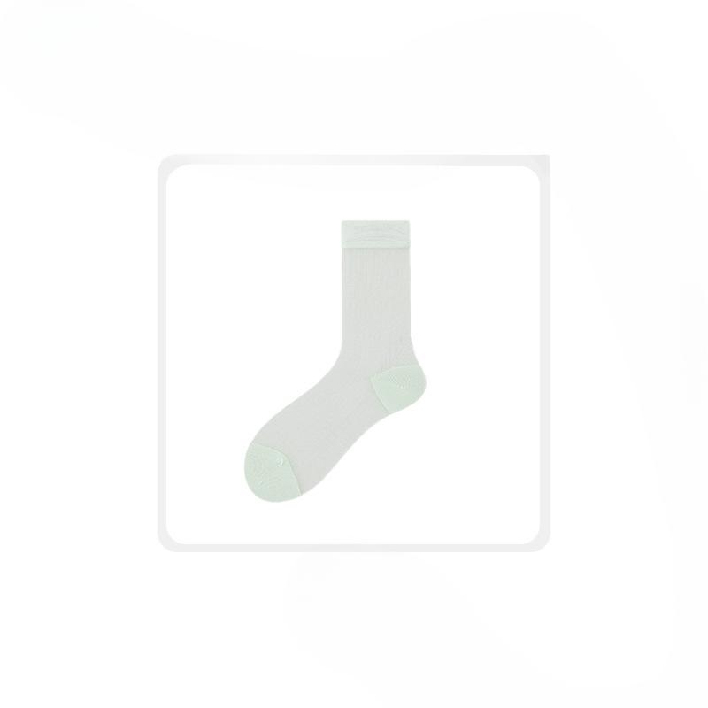 Female Spring and Summer New Thin Solid Color Breathable Sweat Absorption Anti Wear Month In The Tube Pile Socks