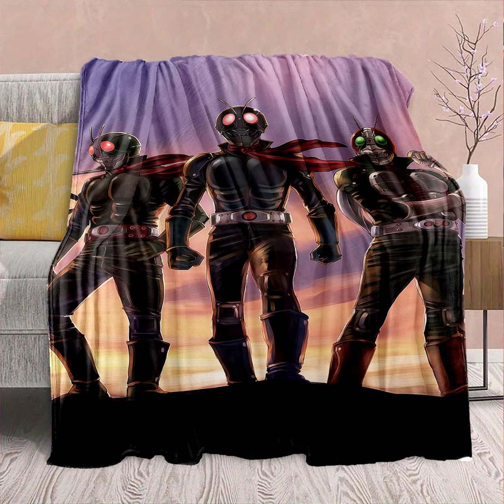 Kamen Rider Anime Flannel Blanket – Soft, Warm, Perfect for Sofas, Bedding, Camping, Travel, Office, and Home Decor – QJY