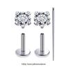3 PCS ASTM-F136 G23 Titanium Steel Labret Lip Piercing Men Women Round CZ Crystal Ear Cartilage Helix Piercings 6/8/10MM