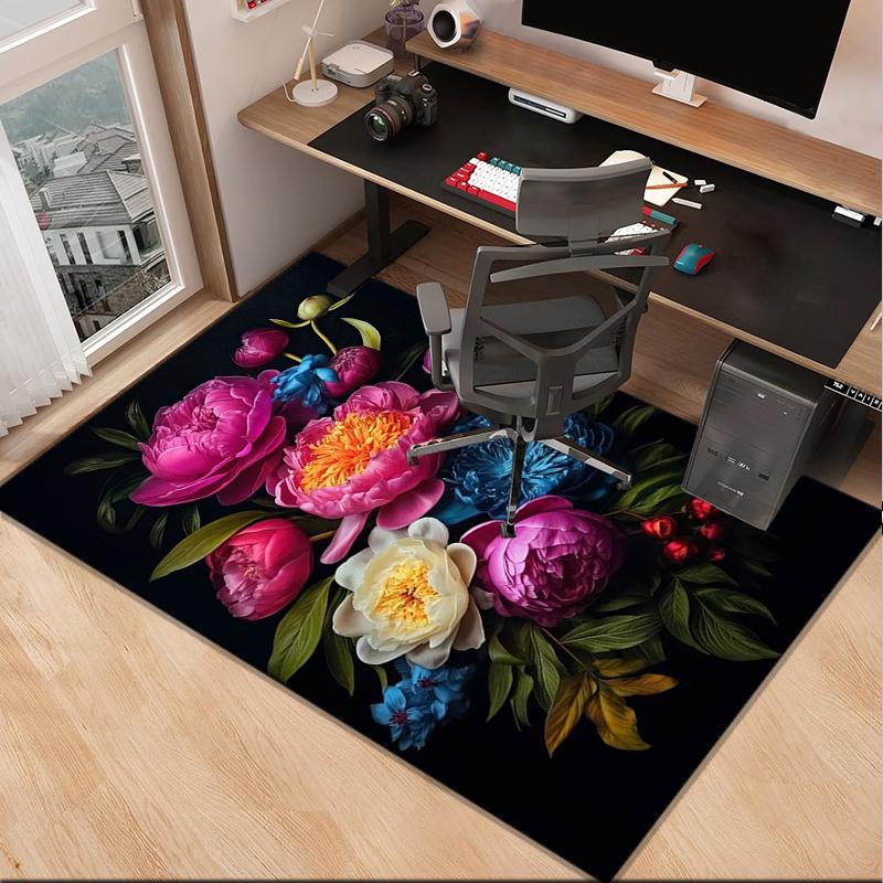 Floral Elegance In Bloom Office Rug Chair Mat, Entryway Carpet, Suitable for Front Door, Bedroom, Living Room, Desk, Holiday Gift
