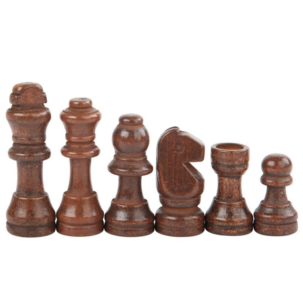 32 Pcs Wooden Chess Pieces Portable International Chess Pieces Tournament Chess Figures Hand Carved Wood Chessmen