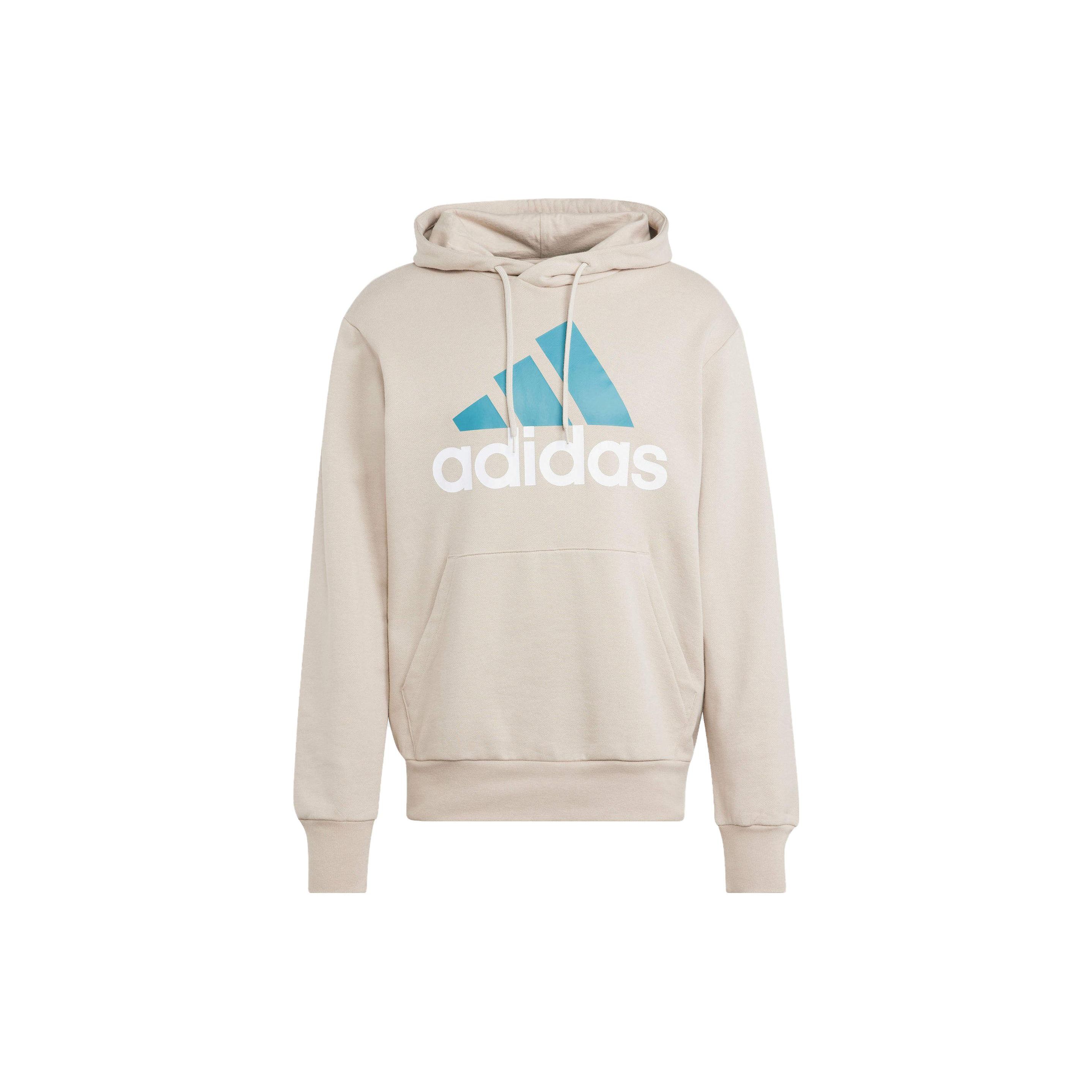 adidas Essentials French Terry Big Logo Hoodie Beige Blue Men IJ8584 M