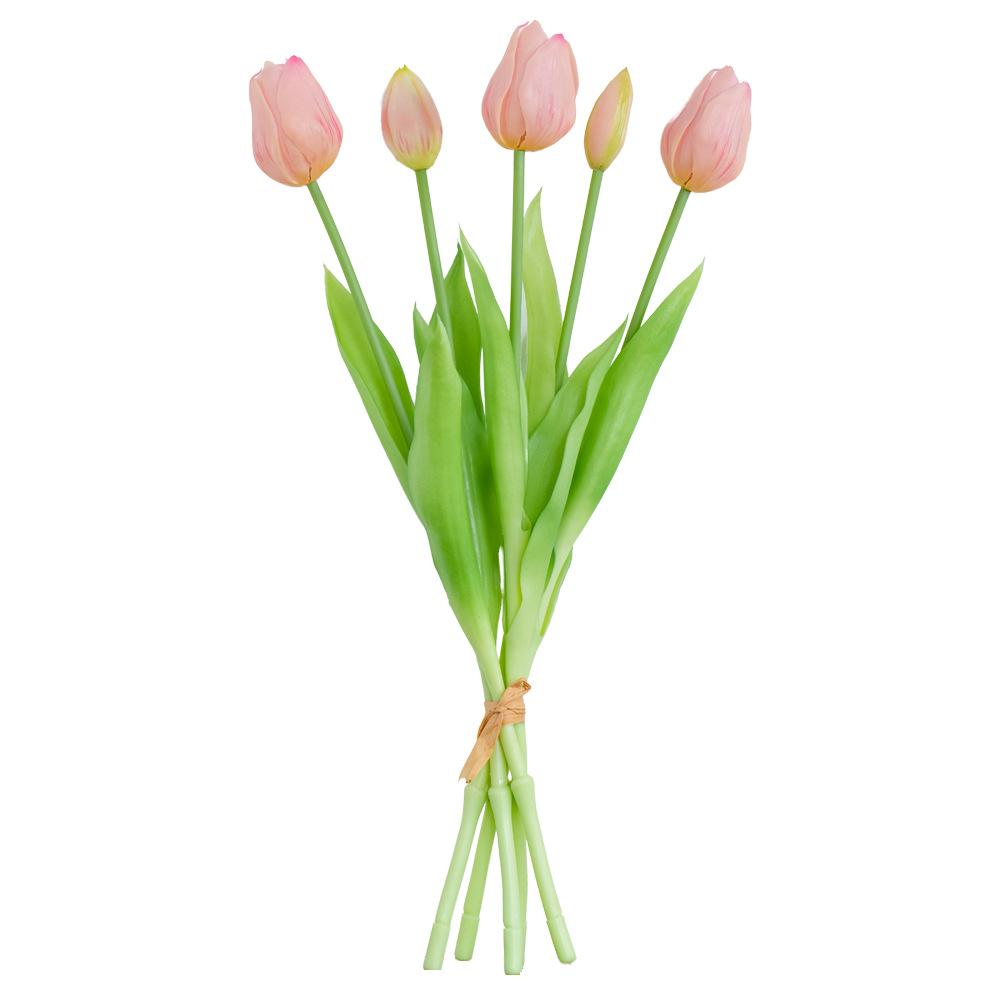 Autumn Cherry Tulip Bouquet, Soft Rubber Material, Living Room Light Luxury Indoor Dining Table High-End Simulated Flower Decoration