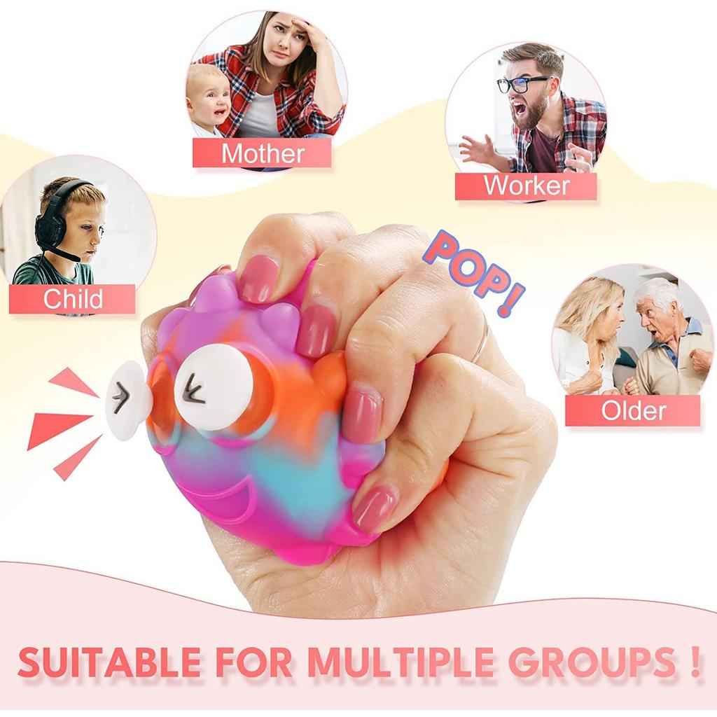 4 Pcs Pack Pop Balls 3D Silicone Cartoon Fidget Squeeze Balls, Pop Bubble Stress Ball Sensory Relieve Stress Fidget Ball Toy for Kid and Adult