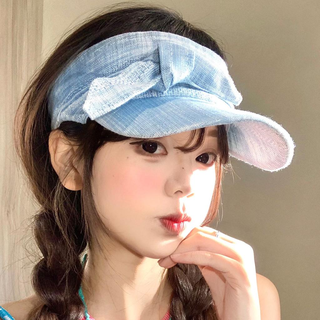 Koreanische Polka Dot Krawattenband Leeres Top Visierhut 2026 Neuer Sommer Süß Vielseitig Outdoor UV Sonnenschutzhut für Damen