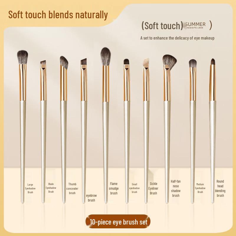 15-Piece Gold Makeup Brush Set: Includes Eyebrow, Eyeshadow, and Powder Brushes