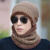 Winter Beanie Mens Hat And Scarf Set Warm Fleece Knitted Cap Unisex Couple