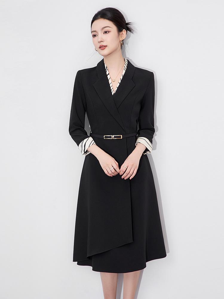Intellectual Commuting Smart Formal Dress with Detachable Collar - Early Autumn Collection