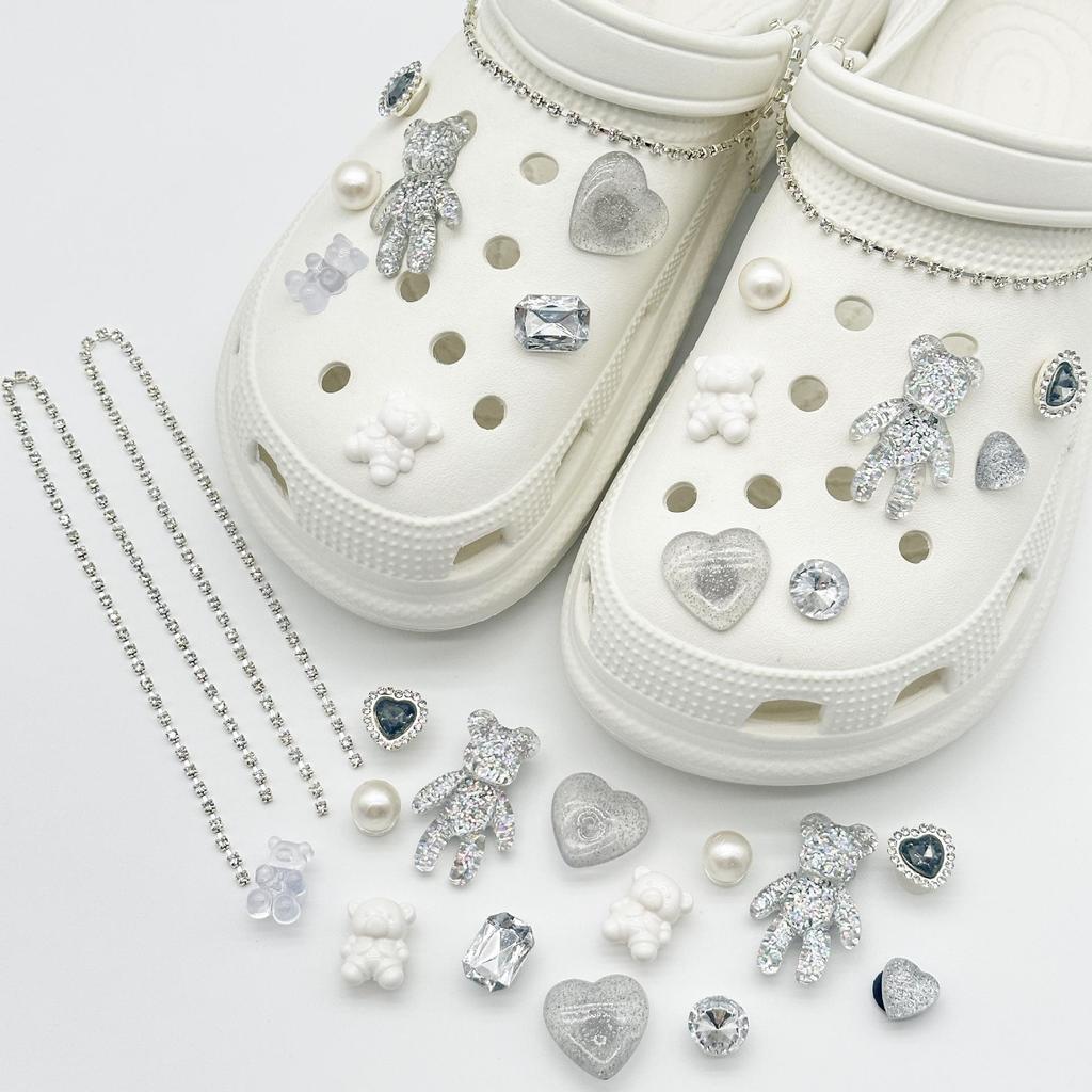 Cute Resin Starfish & Shell Croc Shoe Buckles with High-End Flower Accessories