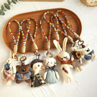 Handmade Fabric Cartoon Pendant Doll Keychain Bag Accessories Cute Animal Jewelry Collection