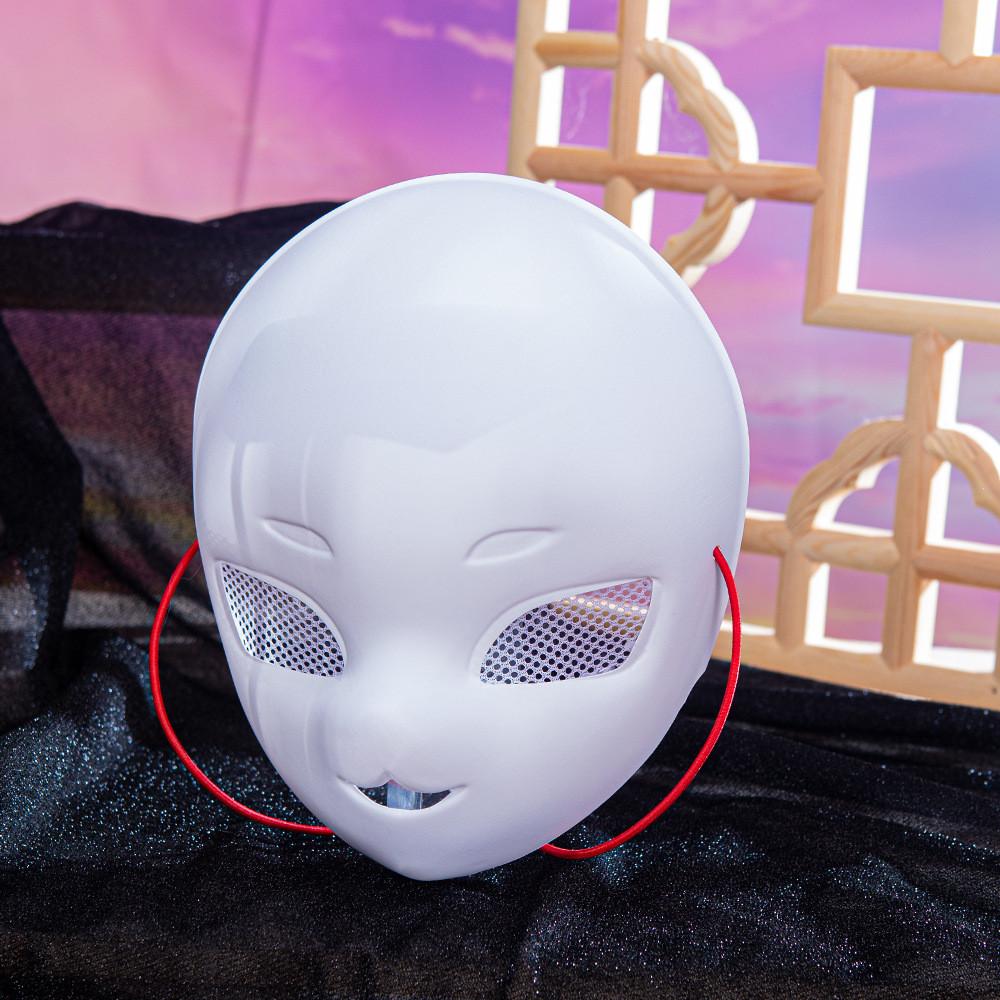 Adorable White Fox Face Mask For Kids Featuring Mesh Design And Handcrafted Detail