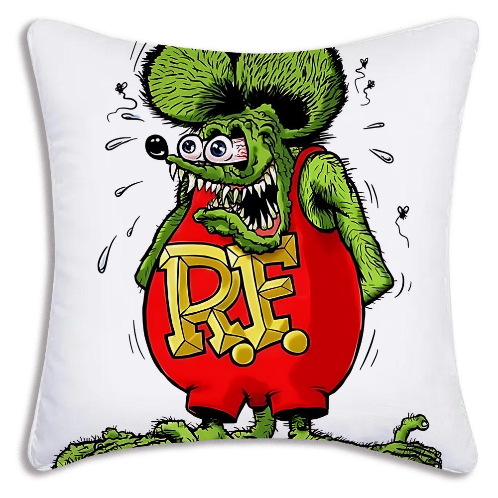 Funny R-Rat For F-Finks Pillow Covers Cartoon Sofa Decorative Home Double-sided Printing Short Plush Cute Cushion Cover