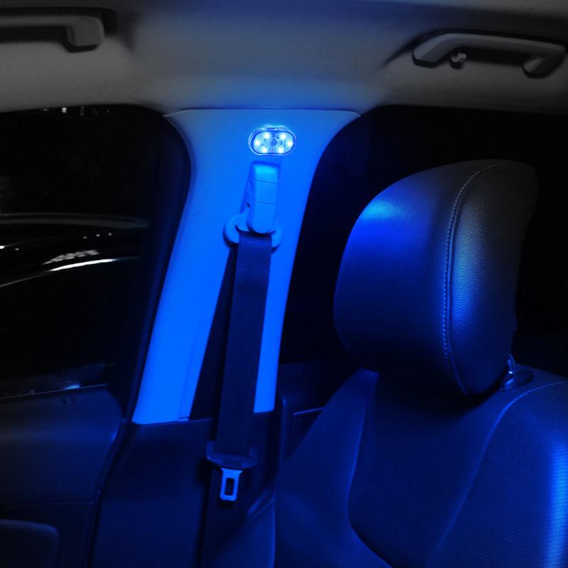 2/4Pcs Car Interior Atmosphere Lights Finger Touch Sensor Mini LED Reading Lamp USB Charging Auto Door Light Roof Ceiling Lamp