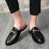 Luxury Men's Genuine Leather Shoes Sequins High-end Casual Shoes Comfortable Half Slippers Loafers Men's Flat Shoes At Home