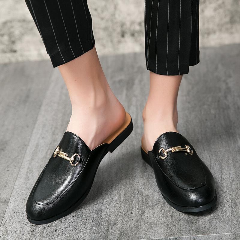 Fashion Fashionable retro men's half shoes Comfortable Walking Shoe Casual Brand designer style black Color Sequin outdoors summer