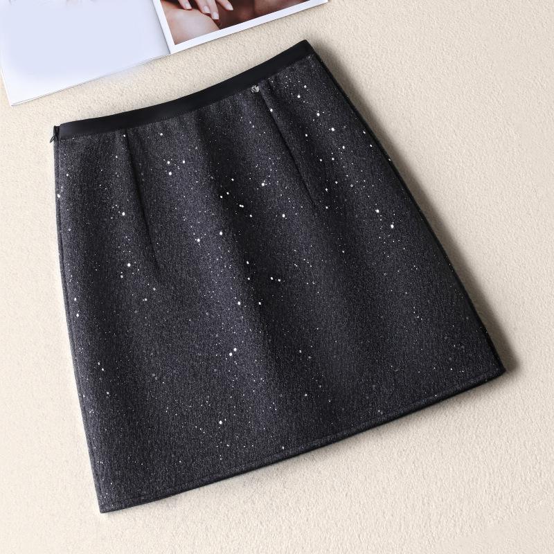 2025 Autumn/Winter Women's High-Waisted Sequin Midi Skirt – Slim-Fit, Fashionable, Hip-Hugging, Straight-Leg Design.