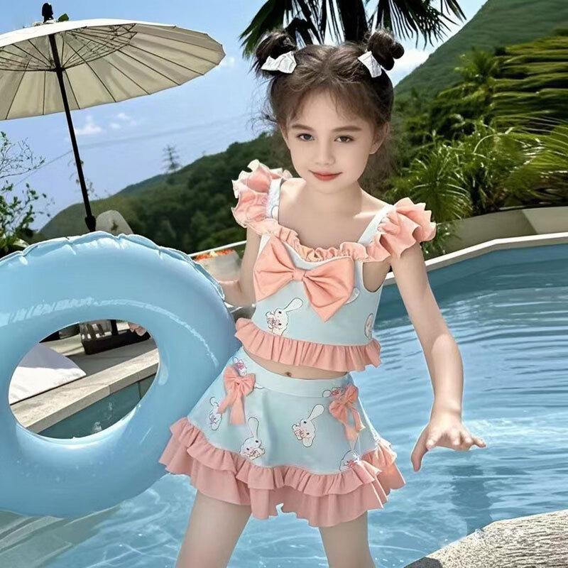 Junwen Girls  Quick-Dry Princess Style Split Swimsuit