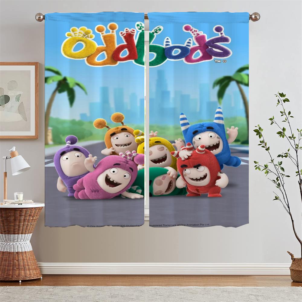 Oddbods Podwiązki do zasłon zaciemniających Zasłony do sypialni 2 sztuki Zasłona zaciemniająca do pokoju dziecięcego Rolety okienne Parawan Loki Dom