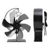Stove Fan 6 Blades Fireplace Fan Heat Powered Fast Wind Circulation Half Moon Pattern Thermoeletric Fan for Log Burner Black