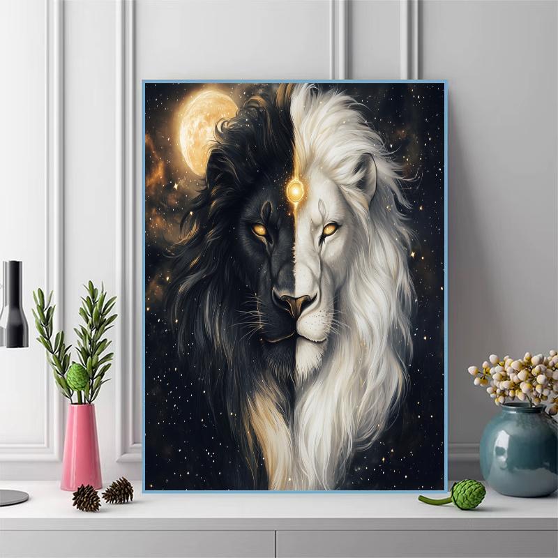 Lion Pattern 3pcs 100% Round Full Drill 5D DIY Diamond Painting Embroidery Cross Stitch Rhinestone Décor