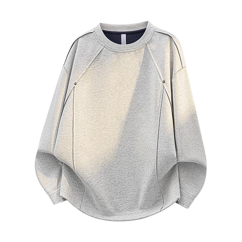 VUUG Men's Casual Crew Neck Long-Sleeve Deconstructed Sweatshirt
