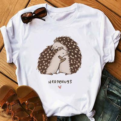 Egel T-shirt Vrouwen Grappige Nieuwigheid Cartoon T-shirt Meisje Fashion Design Zomer Korte Mouw Tops Lady Tees
