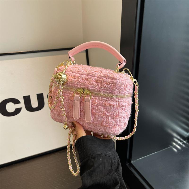 Woolen small bag women's new chain crossbody small square bag versatile mini hand bag