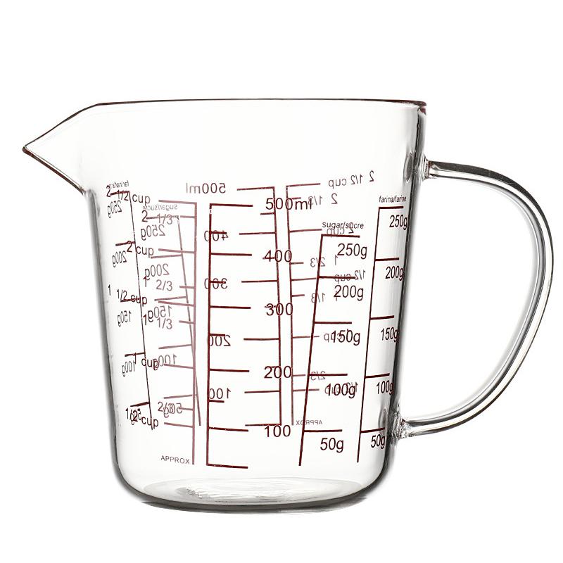 

250 мл/500 мл мерный стакан из боросиликатного стекла, термостойкий мерный стакан для кухни, ресторана со шкалой, чашка для завтрака 250ml красный