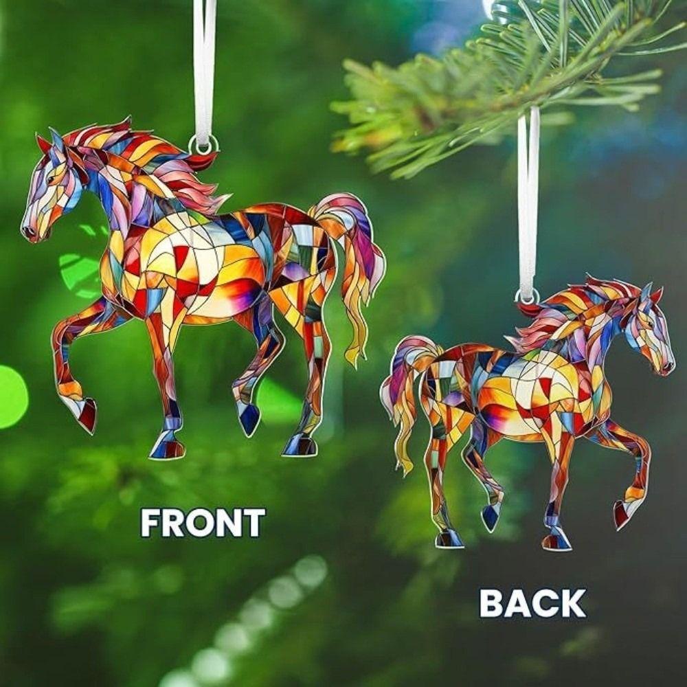 2D Flat Christmas Hanging Pendant Colorful Car Horse Pendant Bag Charms
